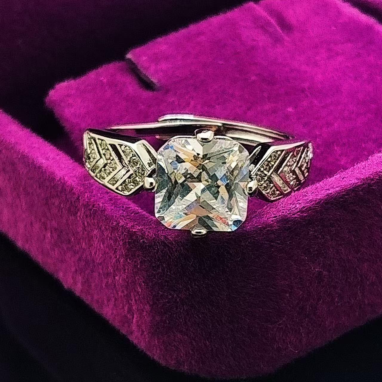 Ювелирное квадратное цирконовое кольцо женское простое универсальное толстое квадратное высокоуглеродистое бриллиантовое цветное сокровище женское кольцо Opening Adjustable