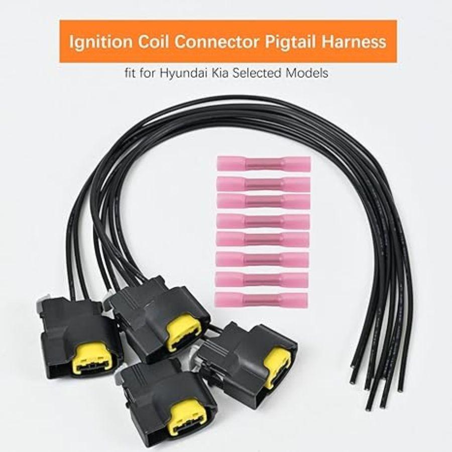 4Pcs Ignition Coil Connector Pigtail Plug Harness fit for Accent Elantra 4pcs