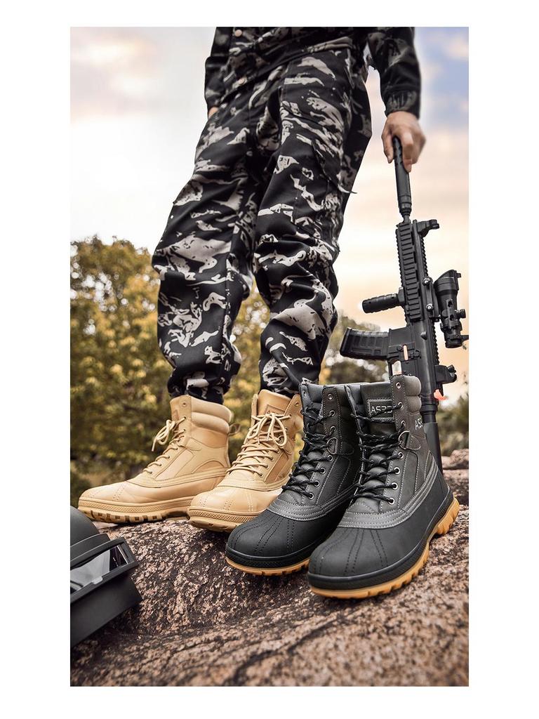 Men's Plus Size High-Top Tactical Military Workwear Hiking Boots