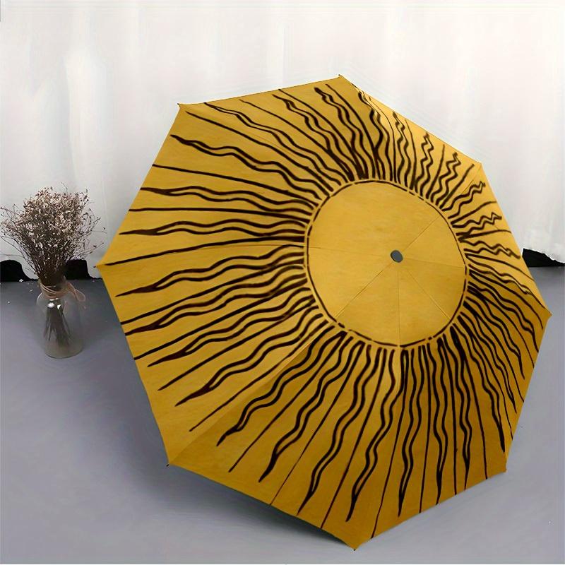 1pc Sunburst Pattern Automatic Umbrella - 8-Rib Foldable Design, Outdoor Adventures, and Family Celebrations yy250829101