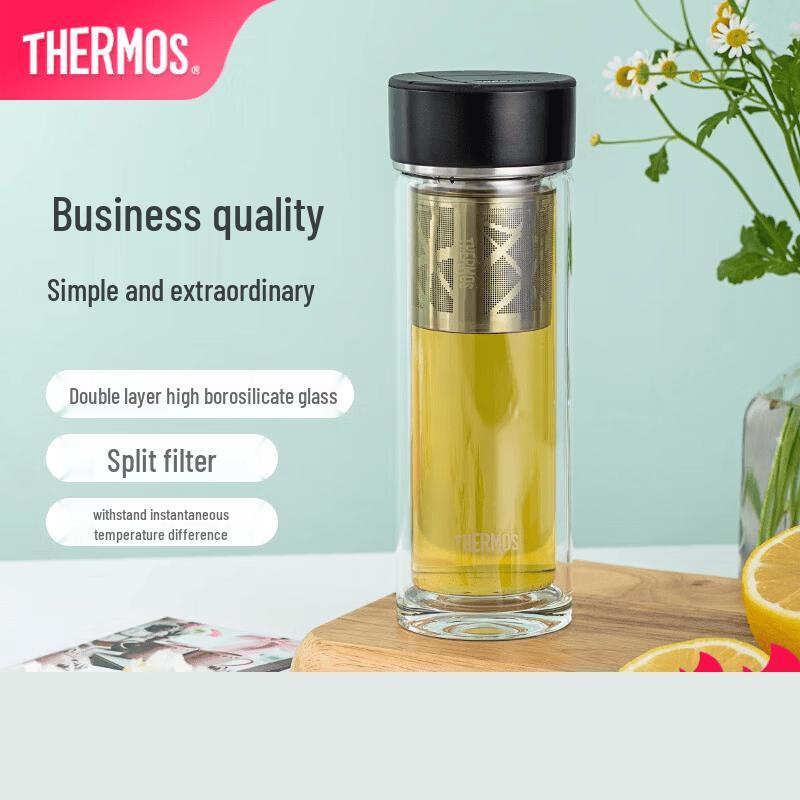 THERMOS Double-Layer Glass Tea Infuser Bottle