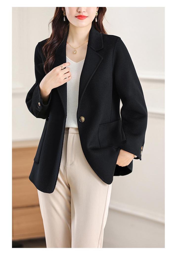 Women's Slim Fit Double-Sided Wool Coat with Lapel - 2025 New Style Fashion Outerwear
