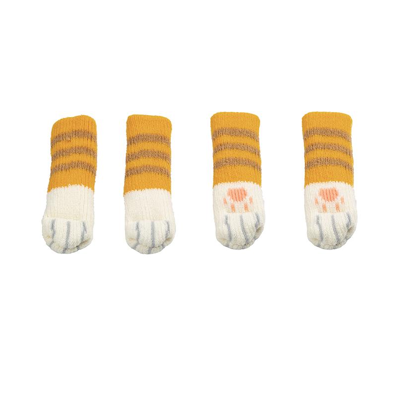 4PCS Cat Paw Furniture Socks Elastic Knitted Chair Leg Socks Furniture Table Feet Covers Non Slip Floor Protector