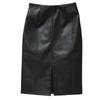 Women's Slimming Leather Pencil Skirt - Mid-Length with Slit