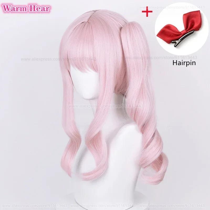 Anime Synthetic Hair Akiyama Mizuki Cosplay Wig Long 45cm Light Pink Curly Wig Heat Resistant Hair Halloween Party Woman Wigs