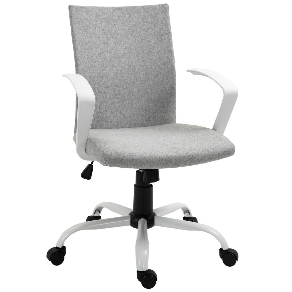 Ergonomic Rocking Office Chair, Swivel Study Chair, Desk Armchair with Adjustable Height in Fabric, 61x61x89-99 cm, Light Grey