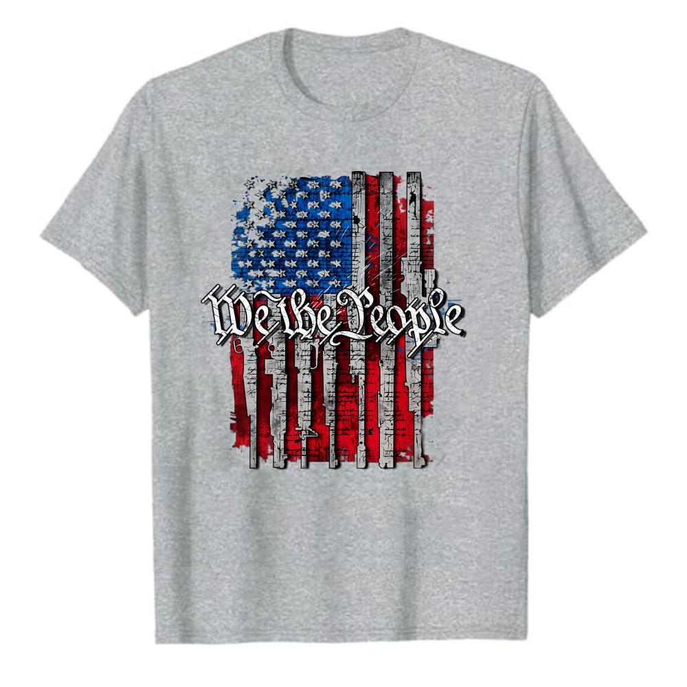 We The People Distressed Vertical American Flag Graphic Tshirt Patriotic Usa Casual Summer Veteran Unisex Gift Tee Cotton Tops