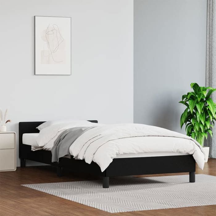 VidaXL Bed Frames with Headboard Slat Base Upholstered Bed Slat Frame Single Bed Adult Bedroom Interior Black 347465