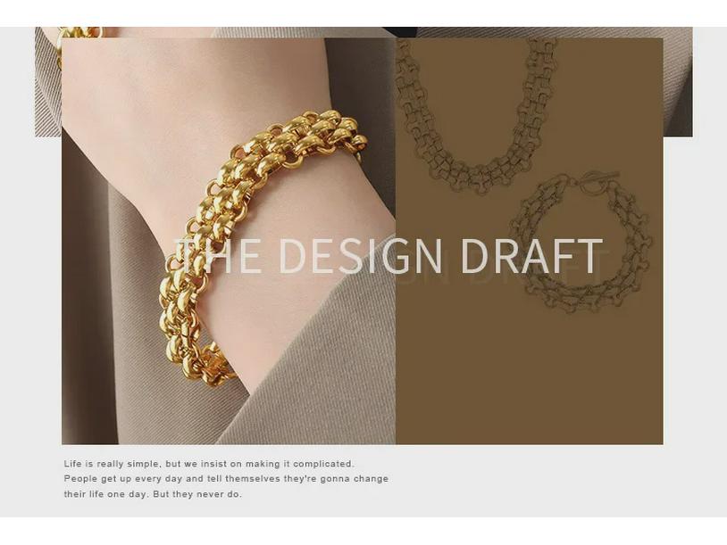 Bold Titanium Steel Chain Necklace & Bracelet Set: Hip-Hop Inspired, Non-Fading, Unisex Style