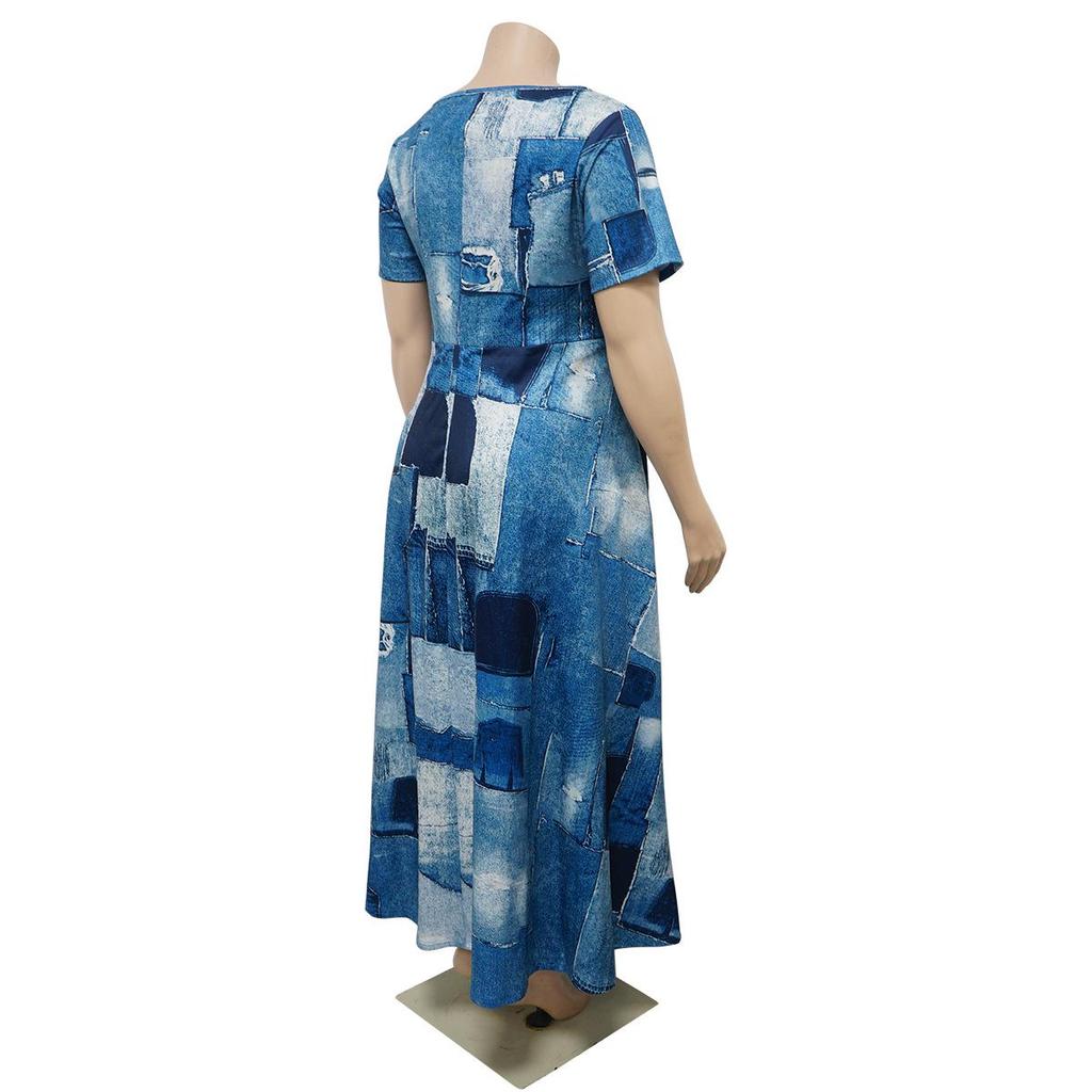 Women's Plus Size Elegant Lace-up African Long Dress - Spring/Summer 2024 Fashion
