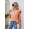 Solid Color V-neck Short-Sleeve T-shirt Solid Color and V-neck Pleated Short Sleeves T-shirt Women