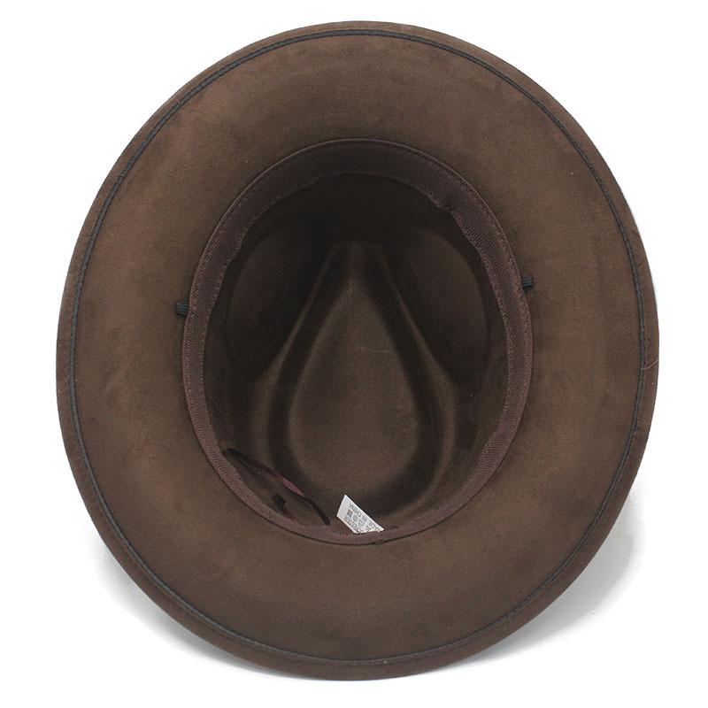 Sombrero de Vaquero Unisex de Ante Sintético Ala Ancha Sombrero de Sol Occidental con Banda de Cuero con Cuentas