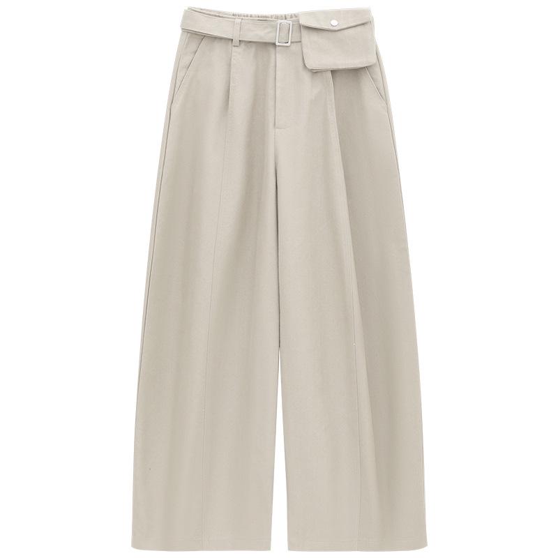 

2025 Autumn Korean Style Women s High Waist Wide Leg Pants - Casual Solid Color, Loose Fit Medium