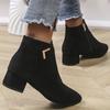 Fashion Spring Autumn Fashion Faux Suede Ankle Boots Women Solid Color Zipper Boots Woman Metal Decoration Pointed Toe Botas Lady