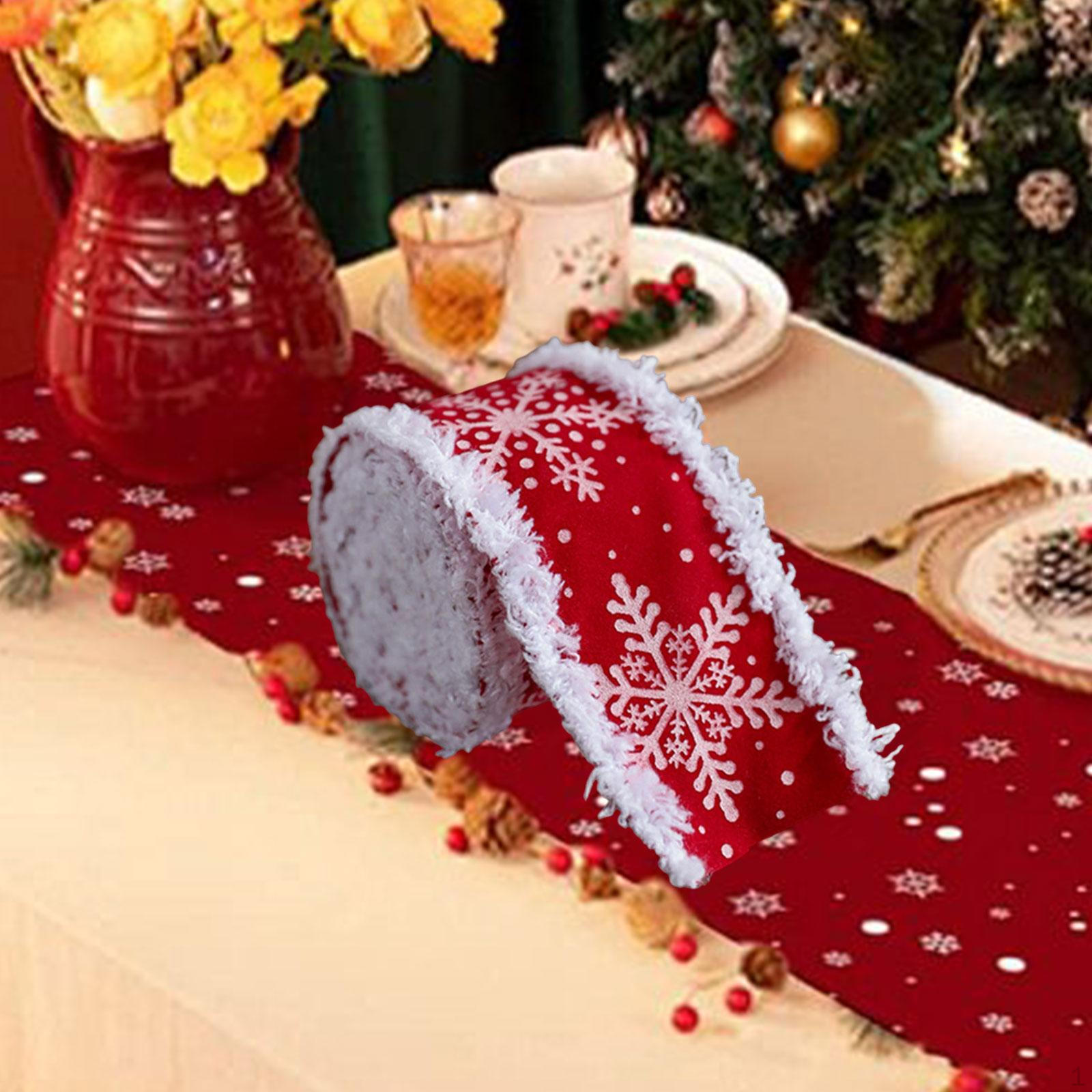 Рождественская декоративная праздничная красная бархатная лента с мягкой белой каймой, универсальный аксессуар для венков Style A