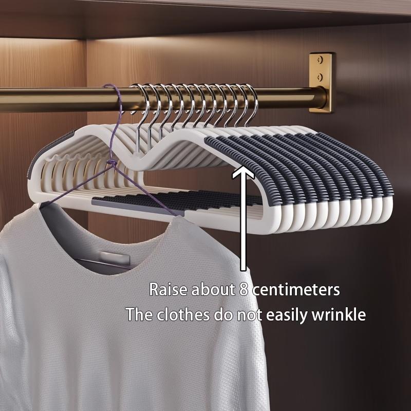 20pcs Space-Saving Plastic Hangers with Connectors, Non-Slip Short Neck, Organizer for Wardrobe Home Dorm Storage, Metal Hooks
