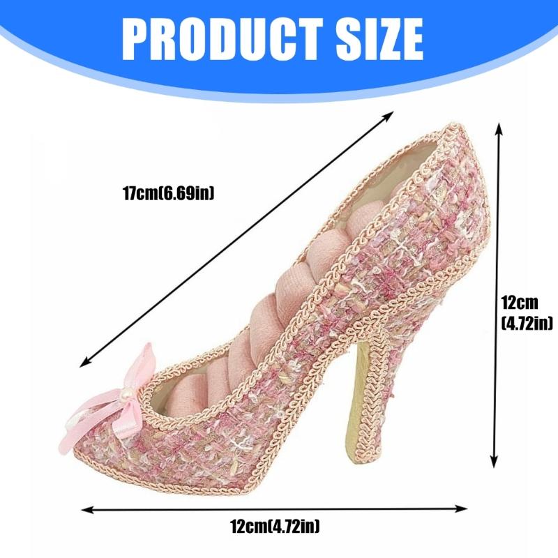 Fabric And Plastic Jewelry Display Stand For Earrings Rings High Heel Design Accessory Rack for Home Tabletop Dresser