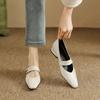 Fashion NEW Spring/Autumn Women Pumps Square Toe Low Heel Shoes Genuine Leather Shoes for Women Concise Belt Buckle Mary Janes Shoes