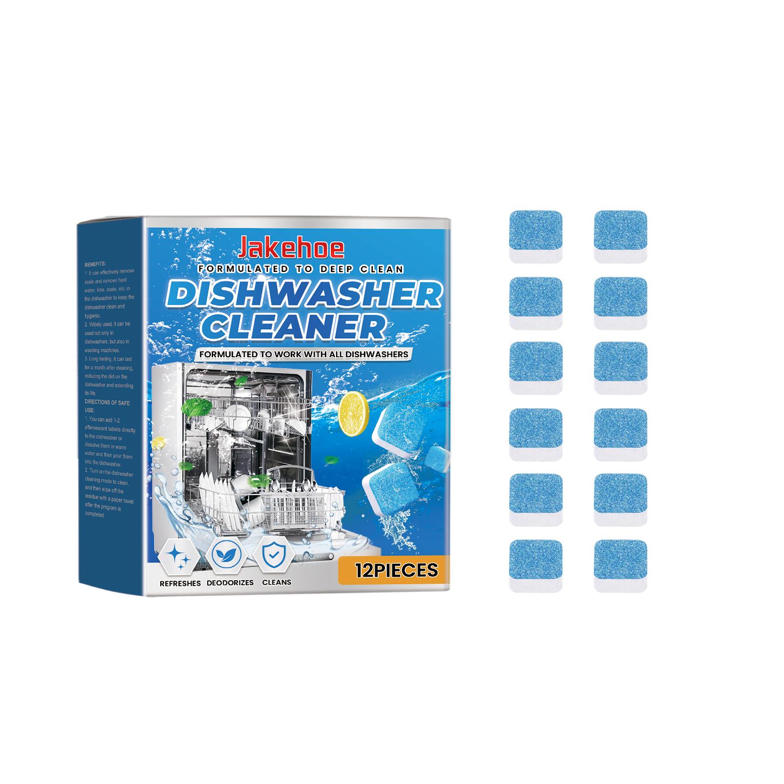 Jakehoe Dishwasher effervescent tablets Multi-purpose cleaning dishwasher decontamination and grease removal cleaning tablets 12pcs