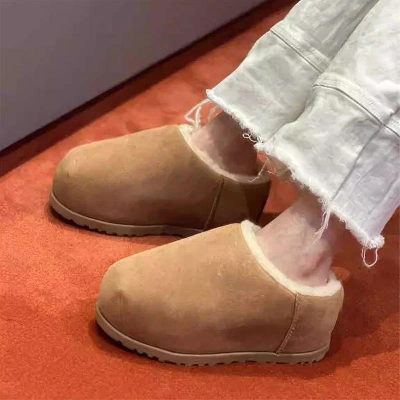 

Женские ботинки на плоской подошве, меховые, до щиколотки, зимние, тренд 2025, замшевая обувь, короткий плюш, повседневные тапочки, ботинки челси, зимние новые спортивные женские ботинки 35 малиновый