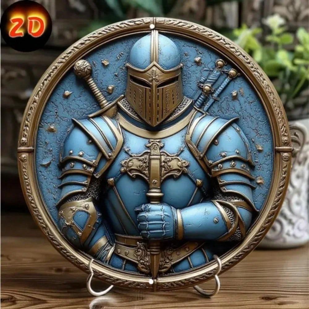 Vintage Metal Knight Pride Round Wall Art for Home Decor