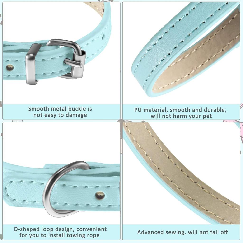 Weewooday 16 Pieces PU Puppy Cat Collar Leather Adjustable Kitten Big Cat Collar Small Pet Collars Colorful Safety Puppy Identification Collar for