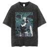 Heißer Anime Jujutsu Kaisen Gojo Satoru Grafik Gewaschenes T-Shirt Herren Lässig Baumwoll-T-Shirts Manga Tee Harajuku Männlich Vintage T-Shirt
