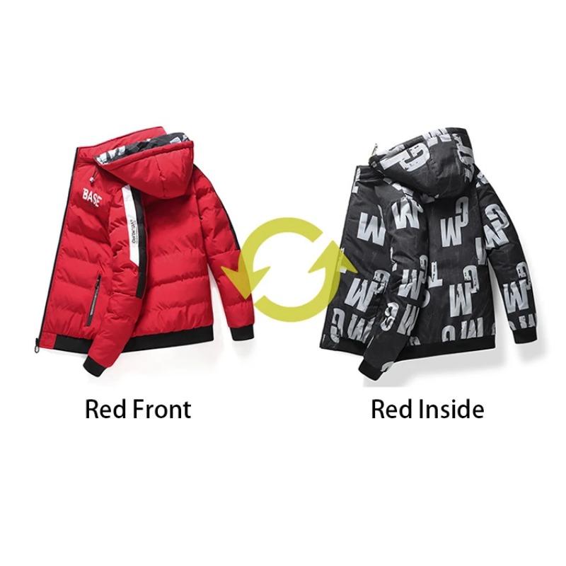 Winter Men's New Double-Sided Jacket Padded Thickened Cold Warm Comfort Down Jacket Hat Removable One Piece Of Two Wear M-5xl