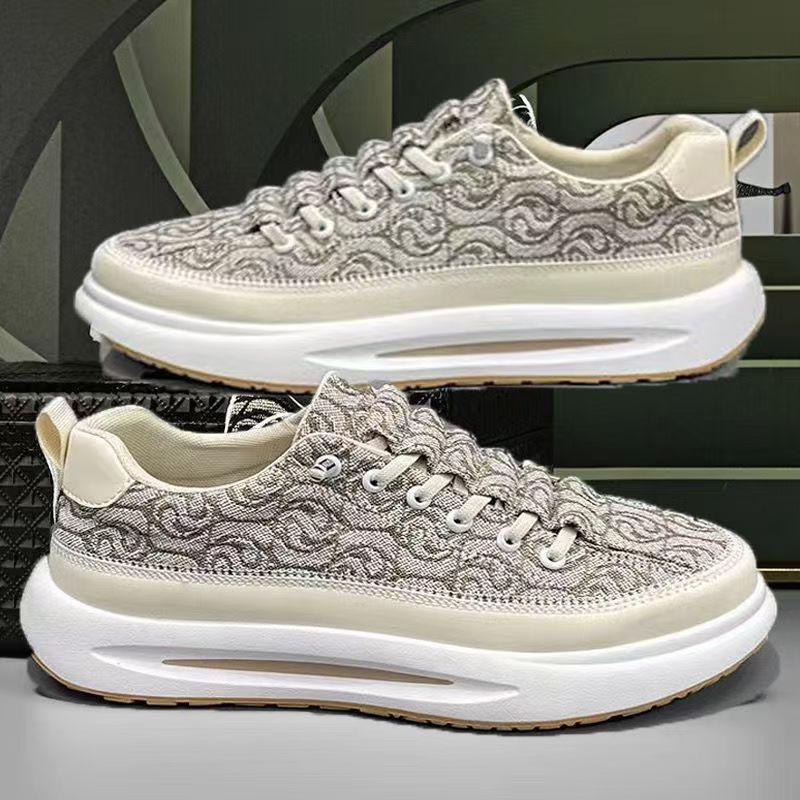 

Men s and women s same trendy shoes spring and summer new fashion casual low-top Korean version thick-soled lightweight niche printed canvas board 44