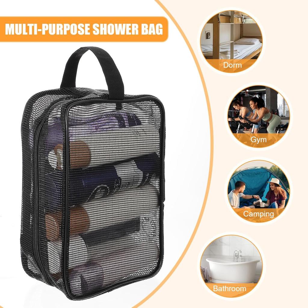 Mesh Shower Caddy Bag, Portable Toiletry Shower Tote Quick Dry Portable Tote Bag Gym Bags Bathroom Shampoo Bags for College Dorm Bathroom Swimming