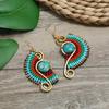 Bohemian Ethnic Dangle Earrings - Women's Hand-Woven Vintage Holiday Long Earrings