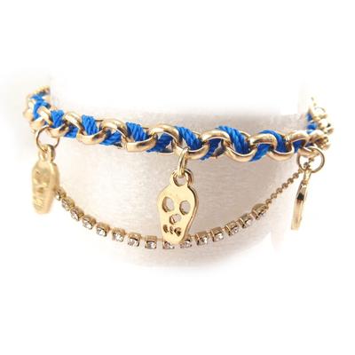 [J9489] - Designer-Armband 'Totenkopf' blau-gold