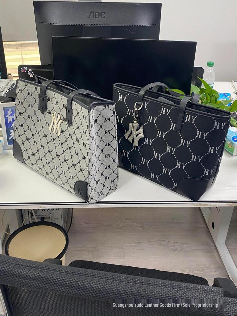 MLB Vintage Monogram Tote Bag - Large Capacity NY Jacquard Logo Handbag (Couple Style)