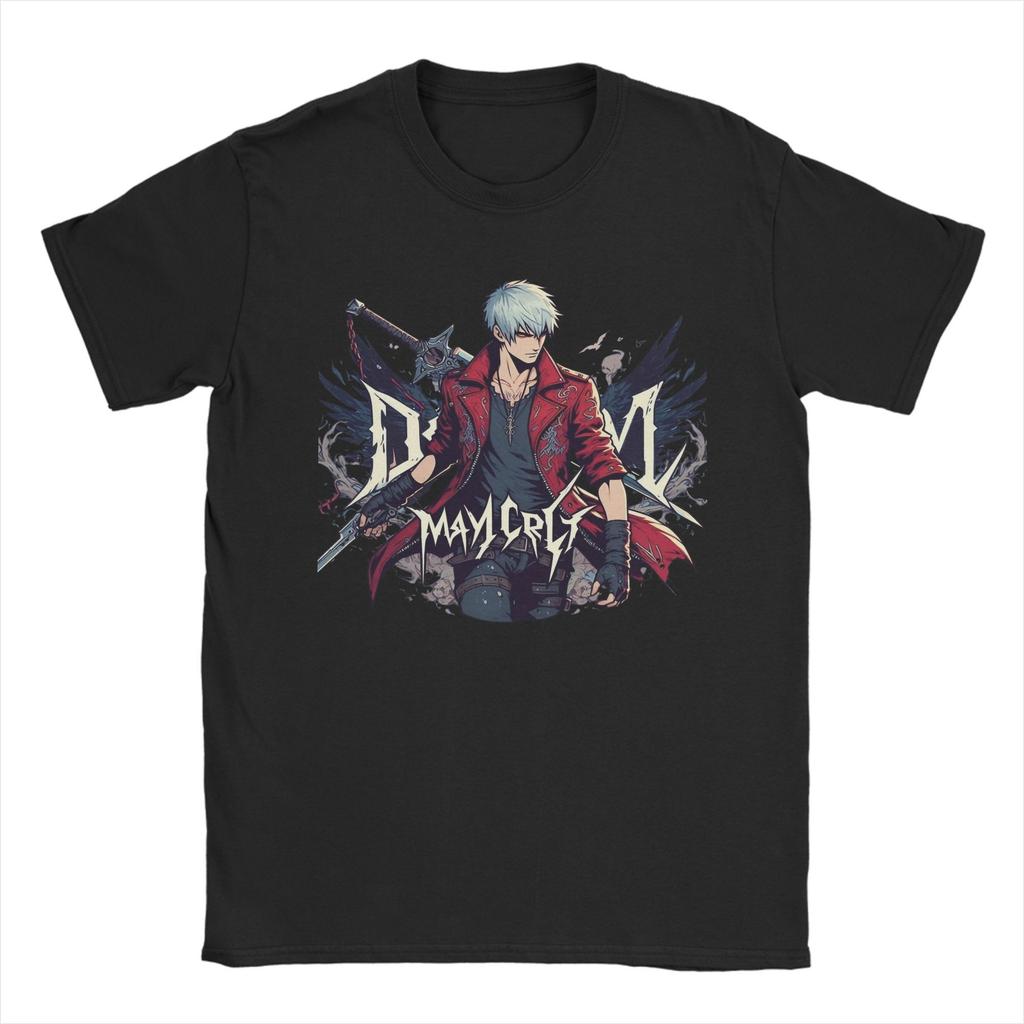 Den Vita Kaninen Devil May Cry DMC Spel Herr T-shirt Vintage T-shirts Kortärmad Rundhals T-shirt 100% Bomull Kläder