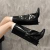Pointed-toe Shoes, Knee-length Boots, New Women's Belt-buckle Cigarette Boots, High-heeled Long Boots