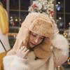 Women Winter Plush Bomber Hat with Earflap Solid Color Lady Thicken Warm Ushanka Hat