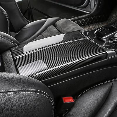 For Mercedes Benz C Class W205 GLC X253 Console Armrest Box Panel Cover Interior Car Accessories Carbon Fiber Pattern Stickers
