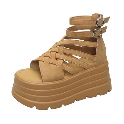 Fashion 8CM Summer Sandals Wedge Heels Sneakers New Women Beach Flip Flop High Platform Casual ZIP Sandals Breathable Walking Slippers