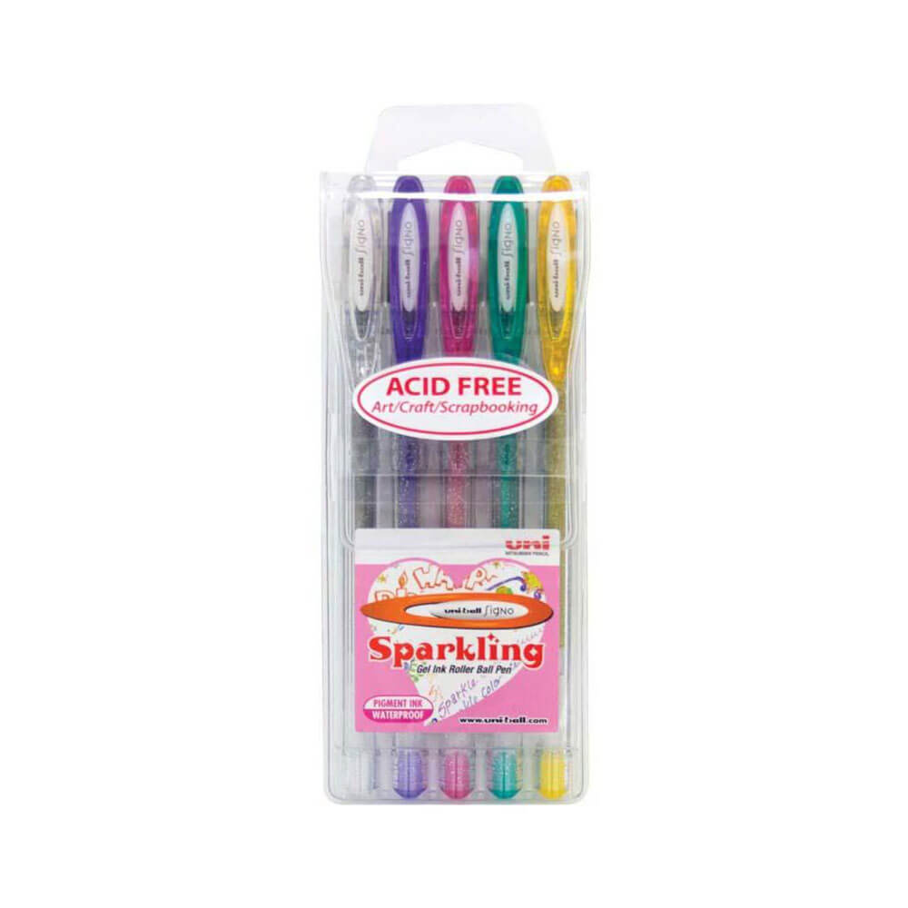 Uni-Ball Signo Gel Glitzerstift 1.00mm Wallet of 5