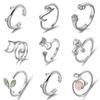 Fashion Women Finger Rings Pet Dog Paw Cat Ears Leaves Open Design Minimalist Ring Wedding Party Adjustable Ring Jewelry Gift