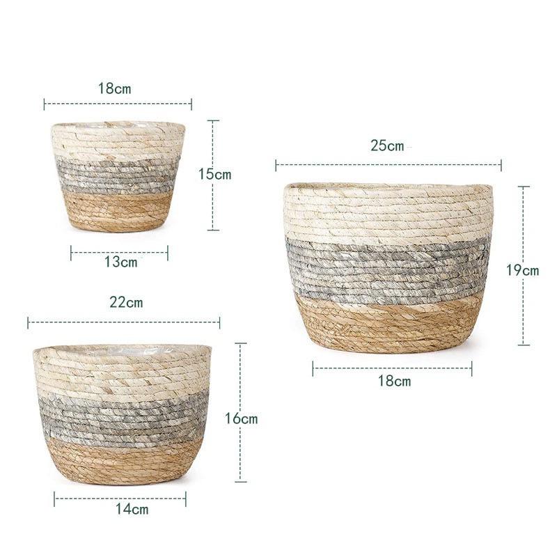 Creative Straw Woven Flower Basket for Green Plants - Living Room or Balcony Decoration