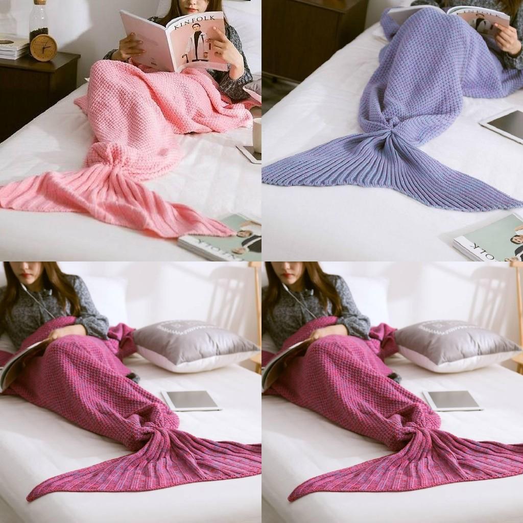 Cozy Mermaid Tail Blanket Soft Knitted Acrylic Blanket For Modern Minimalist Decor