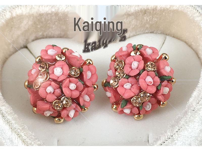 Korean Style Ceramic Rose Stud Earrings and Ear Cuffs