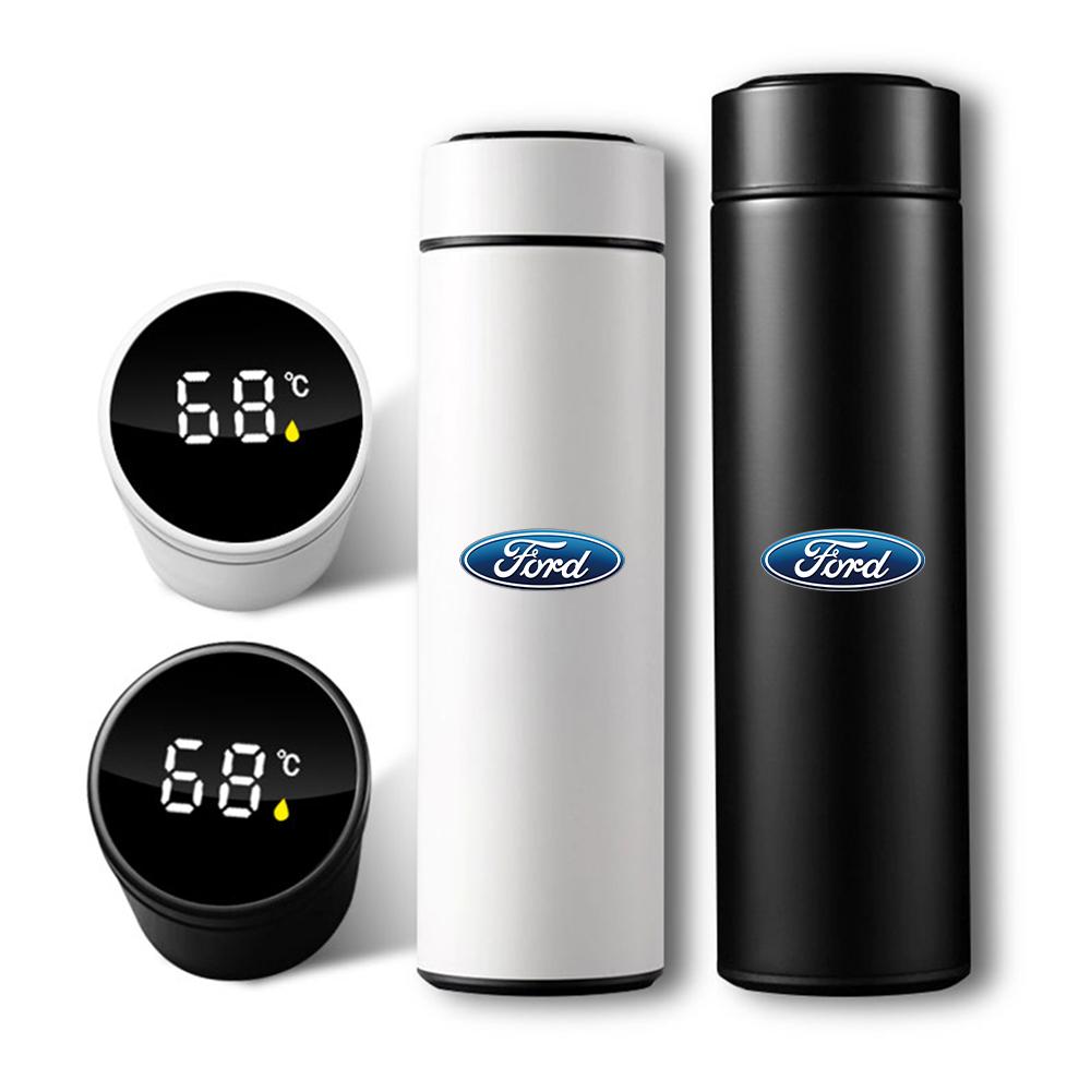 Car Intelligent Thermos Cup Temperature Display Bottle Badge Cover for Ford Mustang Focus Fiesta ST Racing Escape Kuga Transit