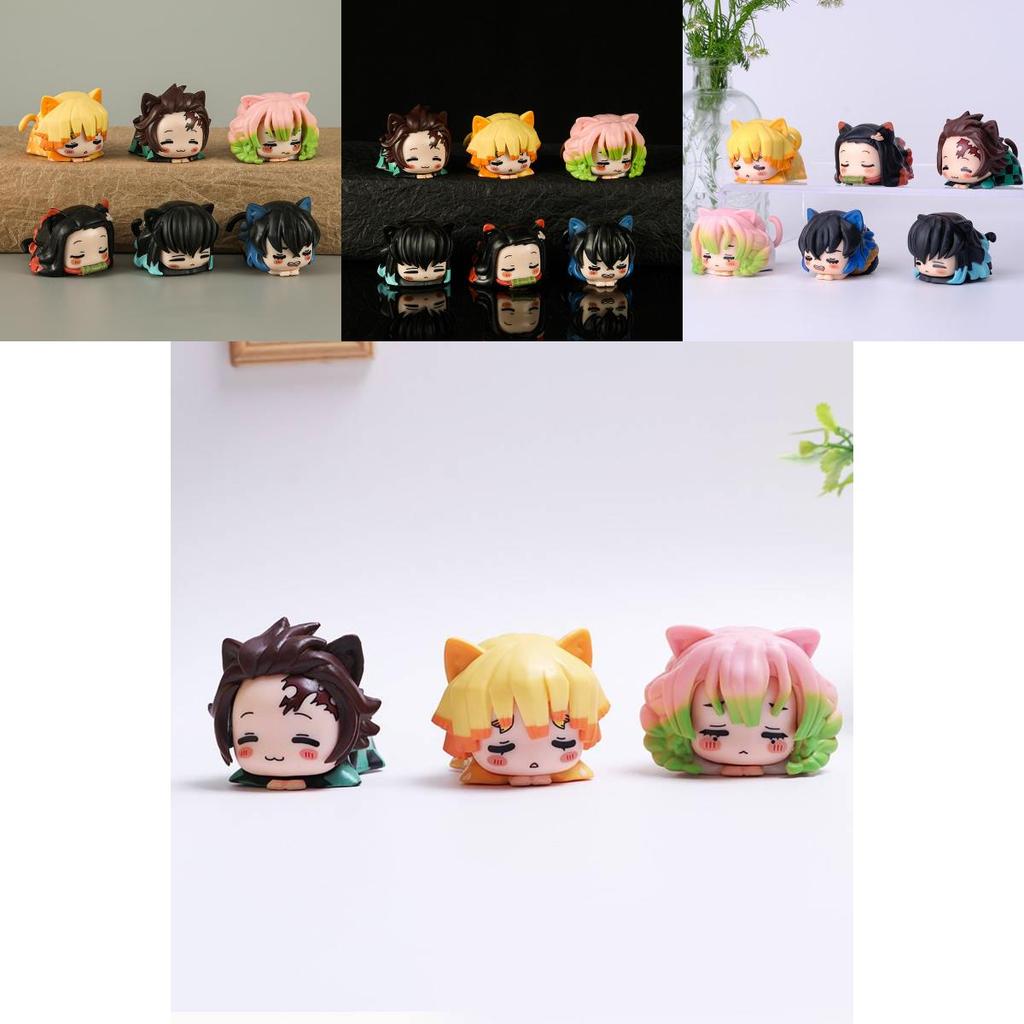 High-quality Pvc Demon Slayer Collectible Figures Set Of Six With Tanjiro Nezuko Zenitsu