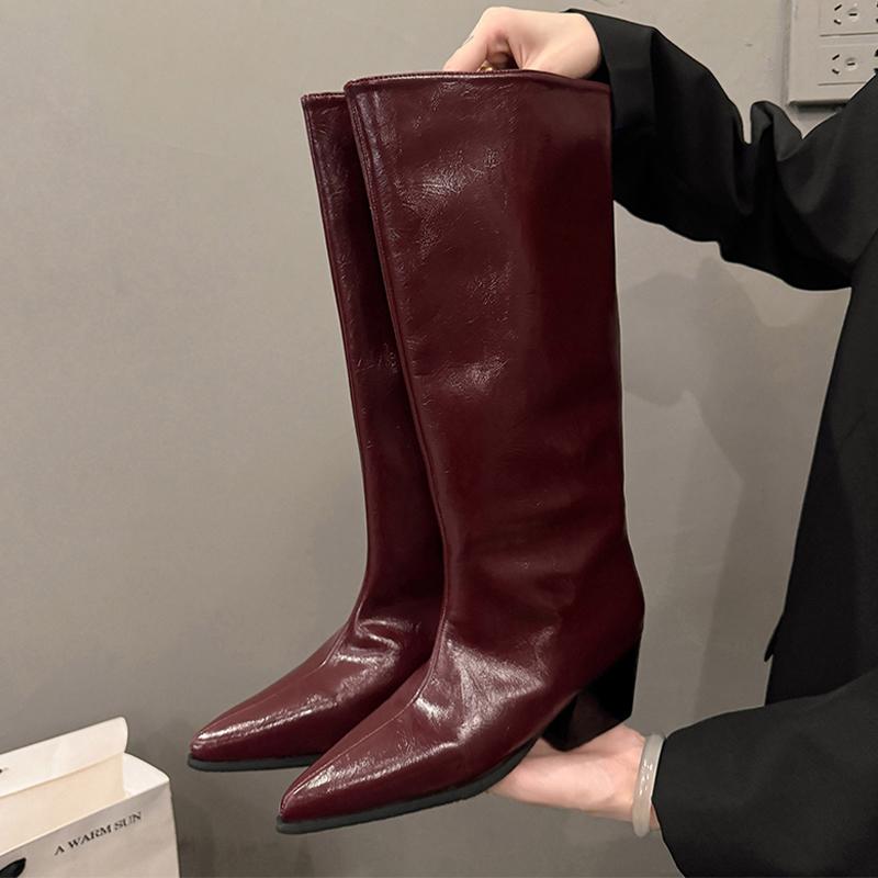 High Boots for Women High Heels Luxury Shoes Chunky Pointed Toe Women Pumps 2025 Winter Elegant Chelsea Botas De Mujer