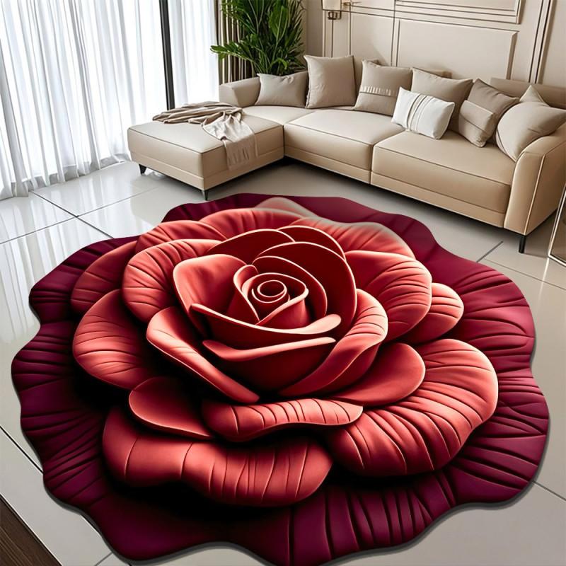 3D Floral Diatomite Floor Mat Living Room Sofa Coffee Table Non-Slip Absorbent Rug Washable Home Decor