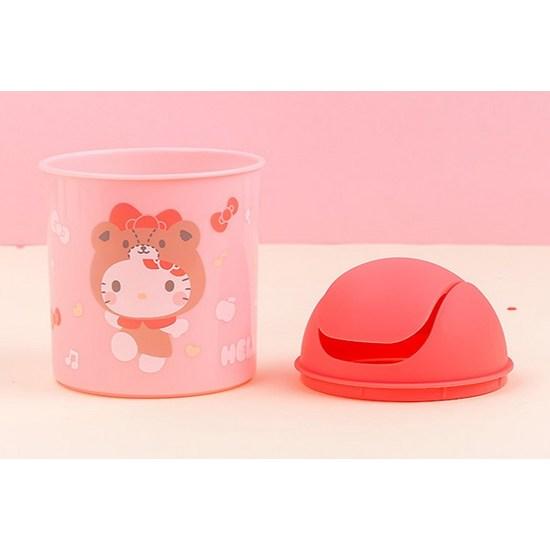 Lilpang Sanrio Characters Swing Round Trash Can Hello Kitty 1.4L, a Popular Character In Korea