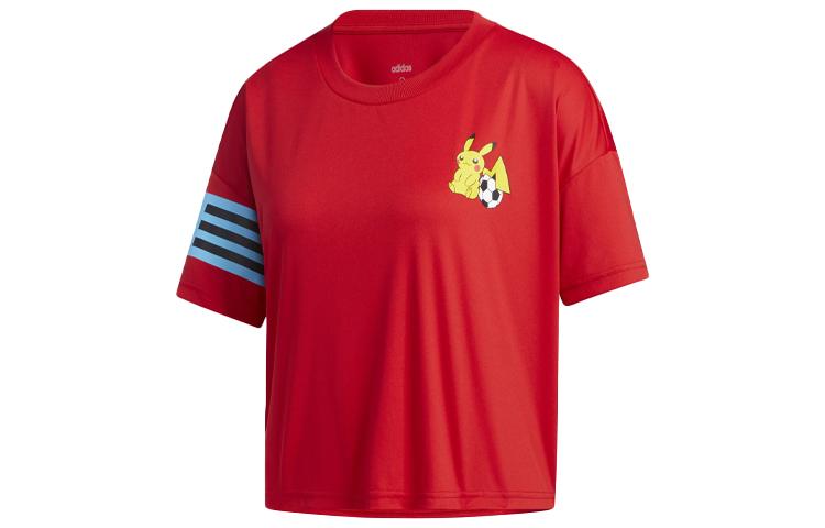 Adidas X Pokemon Crop Tops Women s Light Scarlet Crew Neck Moderate GN3006 L