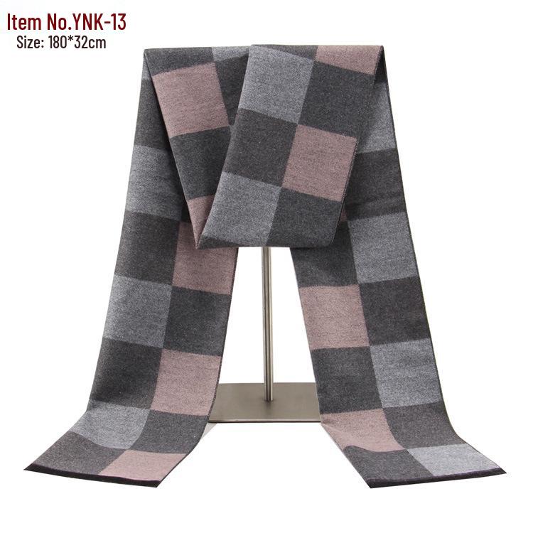 2026 Men's Winter Warm Plaid Scarf - European & American Style, Imitation Cashmere, Long Scarf